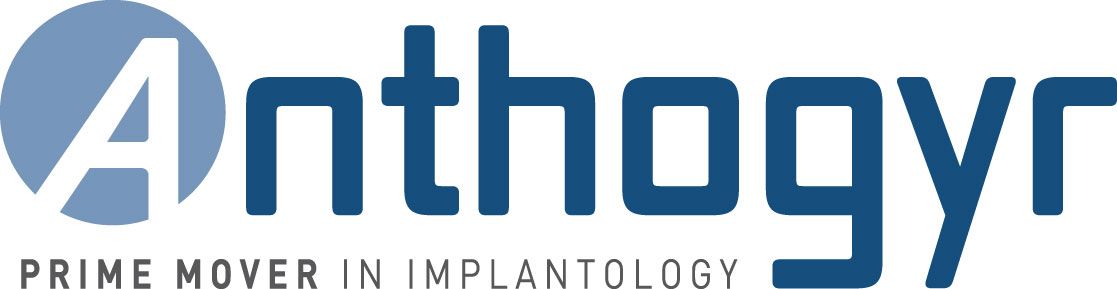 Logotip de l'empresa Anthogyr, subministradora d'implants dentals en clínica dental Padrós